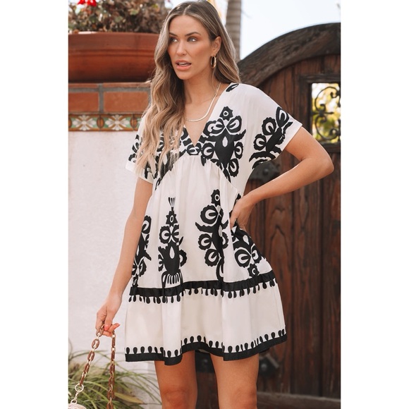 Dresses & Skirts - Black Vintage High Waist Short Sleeve Dress